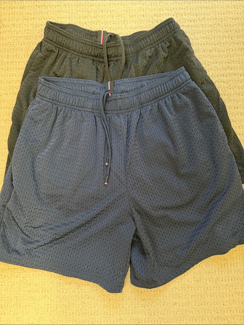 Men's Athletic Mesh Drawstring Shorts — Navy and Black